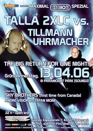Technoclub: Talla 2XLC, Tillmann Uhrmacher @ Soundz, Rödermark [Thumbnail]