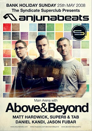 Anjunabeats: Above & Beyond, Super8 & Tab, Daniel Kandi, ... @ The Syndicate Super Club, Blackpool [Front] [Thumbnail]