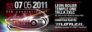 Technoclub: Leon Bolier, Temple One, Talla 2XLC @ Monza, Frankfurt am Main [Thumbnail]