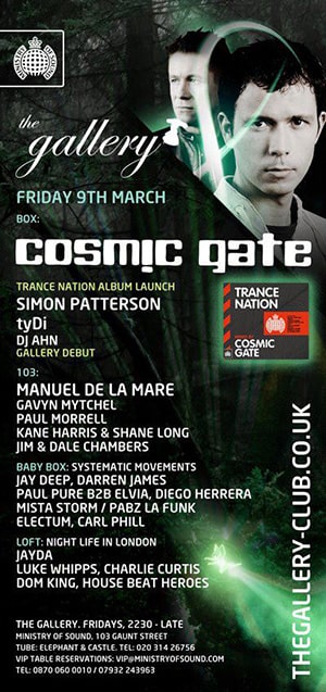 Trance Nation Album Launch: Cosmic Gate @ The Gallery, Ministry of Sound, London [Thumbnail]